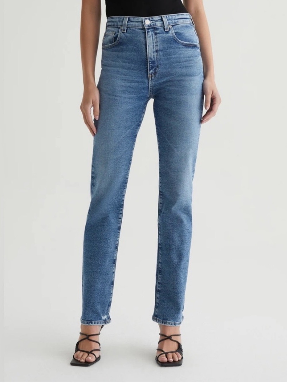 AG Alexxis Vintage High Rise Straight Jeans. 28 Med Blue Whiskering EUC Premium